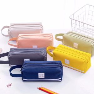 THREADJOY Kids Student Storage bag High Capacity Big School Stationery Pen Bag Pencil Case Double layer Pen Case
