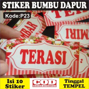 (KODE P23) PAKET STIKER BUMBU ISI 10 | LABEL BUMBU | STIKER BUMBU DAPUR | NAMA BUMBU | STIKER WATERPROOF | STIKER TAHAN AIR DAN MINYAK | STIKER GULA | STIKER KOPI | STIKER SUSU | STIKER TEH | STIKER TEPUNG | STIKER DAPUR
