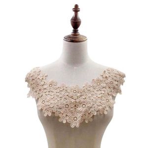 LEKGAVD Multicolor Fabric Floral Craft Embroidered Sewing Supplies Lace Fabric Neckline Lace Collar Applique
