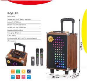 BAAB-B-Q8 LED EXTRA BASS 6000W 8”PROFESSIONAL PORTABLE STEREO SPEAKER SYSTEM with Mic&Remote 🔊300W OUTPUT JBR 8810/007/008/009/NDR-C8/C12/P44/P55/P66/P08