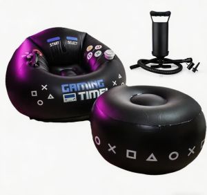Inflatable Gaming Chair With Cup Holder and Side Pockets Gamer Inflatable Sofa