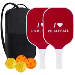 Pickleball Paddles Pickle Paddles Rackets Set Pickleball Balls For Men Women Racquet Fiberglass Surface Pickleball Set with 2 Pickleball Rackets4 Pickleball Balls1 Carrying Bag