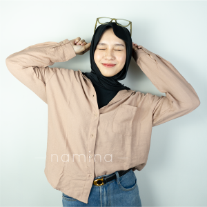 Kemeja Wanita Oversize Premium Quality  - Naomi Shirt Mocca by namina