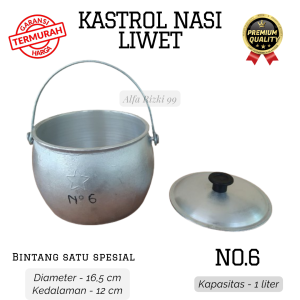 Kastrol Nasi Liwet spesial bintang satu Aluminium Cor Tebal ukuran 2 liter anti lengket