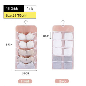 Underwear Storage Bag Foldable Wardrobe Bra Organiser Hanging Double-Sided Underwear Storage Bag 30Grids Organiser for Bras Pants Scoks Space Saving Bag