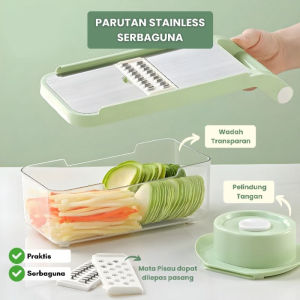 Parutan Serbaguna 6 in 1 Parutan Sayur Buah Multifungsi Vegetable Cutter Premium Stainless Steel