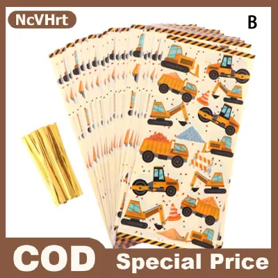 NcVHrt 50pcs động vật rừng xây dựng bữa tiệc sinh nhật kẹo Túi Quà Tặng Biscuit đóng gói túi xây dựng bên túi quà tặng cho trẻ em