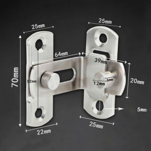 YANGS Home Stainless Steel Security with Screws Bending Sliding Hasp Barrel for Lock Door Latch Hardware Tools Buckle 90 Degree