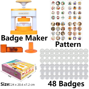 DIY Badge Maker Machine Children With 48pcs Button Fun Parent-child Puzzle Game With 48pcs Button 2.17 inch Button