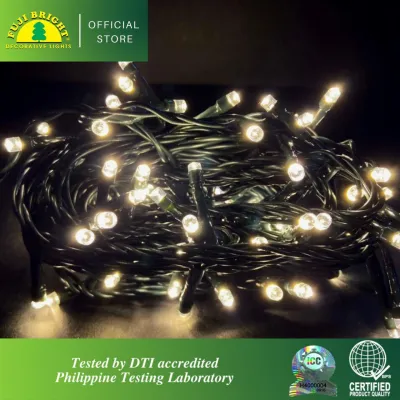 FUJI BRIGHT 200 LED STEADY STRING W/ 20 STROBES & END CONNECTOR CHRISTMAS LIGHTS
