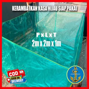 Keramba Ikan hapa waring Kasa hijau siap pakai double jahitan benang nilon ukuran 2x2x50