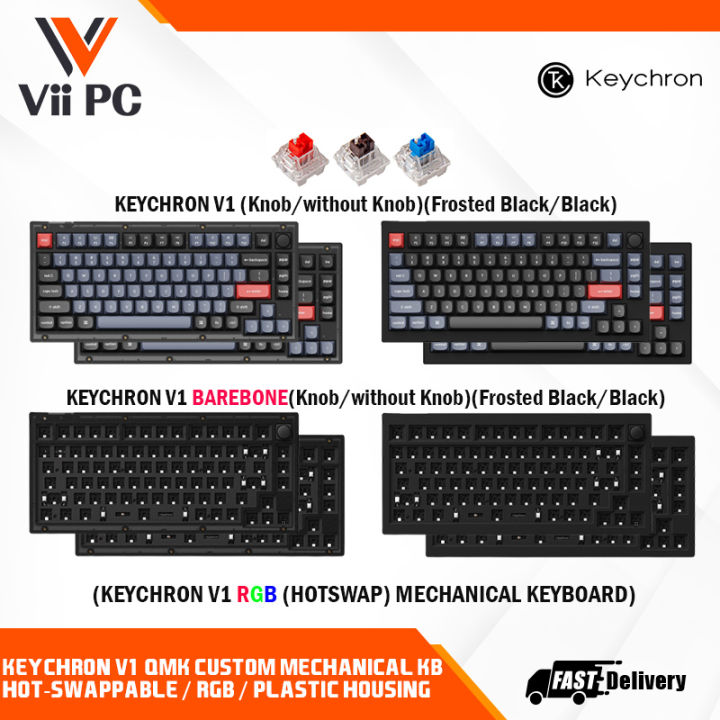 Keychron V1 QMK Custom Mechanical Keyboard, Fully Assembled / Barebone ...