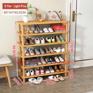 【CLEARANCE】D280 Wooden Shoe Rack Minimalist Wood Shoe Shelf 6/7 Tier Shoes Rack