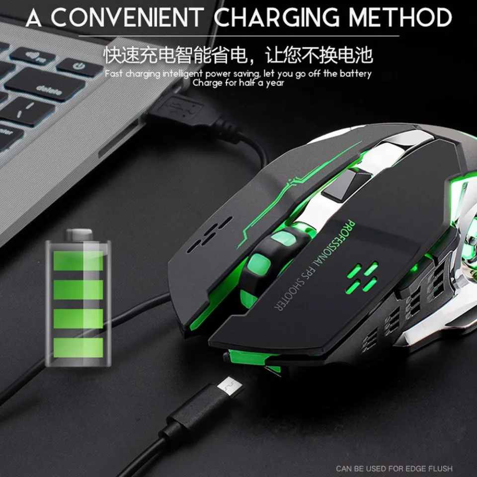 Free Wolf Wireless Gaming Mouse LED Light 1800 DPI X8 Black