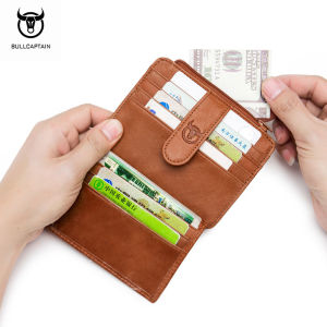 BULLCAPTAIN Casual Card Holder Genuine Leather Mens Multi Card Slot Coin Purse