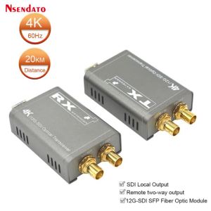 SDI 12G Fiber Extender 4K 60Hz over LC Fiber Optical cable 20Km HD SDI Video Audio Fiber Transmitter Receiver Extension with SFP