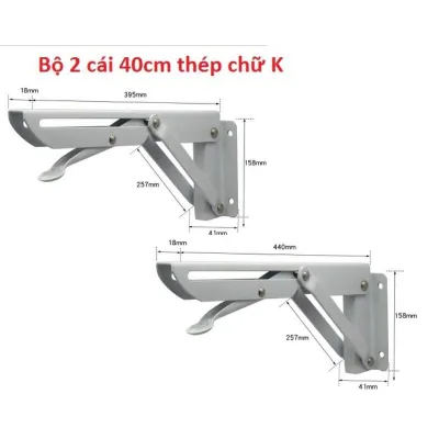 Bộ 2 Bản Lề Gấp Gọn Ke Đỡ Bàn Treo Tường Thông Minh Bằng Thép Chịu Lực Chất Lượng Cao Dài 20 25 30 40 50cm