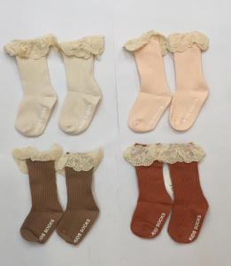 KAOS KAKI RENDA ANAK & BAYI BABY LACE SOCKS EARTH TONE KAOS KAKI PESTA ANAK SELUTUT 0-3 Tahun Anak Balita