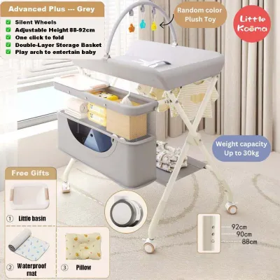 Mobile Foldable Multi-functional Baby Diaper Changing Station Table Adjustable Height