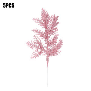 5Pcs 27cm Glitter Christmas Tree Leaves Hanging Ornament Flower Artificial Plants Pine Branches Christmas Decoration