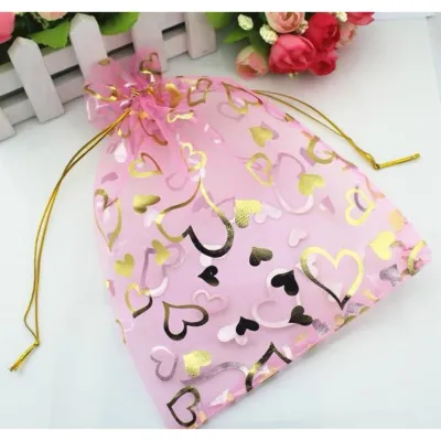 17cm x 23cm Heart Organza Drawstring Pouch/Organza Bag (10 pcs in a pack)