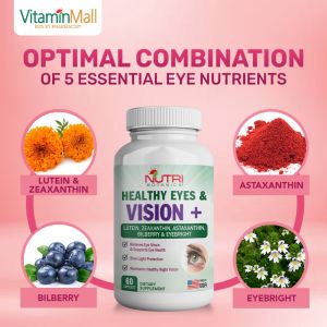 Nutri Botanics Healthy Eye & Vision - 5-in-1 Eye Vitamin for Digital Strain Dry Eyes & Vision Support (60s)