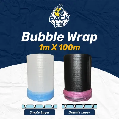 100m BUBBLE WRAP SINGLE/DOUBLE LAYER/BLACK/CLEAR/ 100cm 100m Air Bubble Borong Murah 泡泡纸 气泡膜 包装 BW02