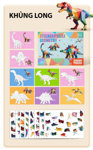 Combo 8 tranh Sticker Puzzle Hình Học Geometry Cho Bé – Ghép Dán Sáng Tạo 8in1