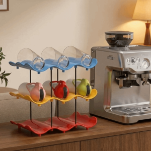 GROCERIY 2/3/4 Layers Wavy Multi-layer Finishing Rack Large Capacity Saving Space Water Cup Holder Multi-functional Anti-Fall Cup Storage Rack for Home