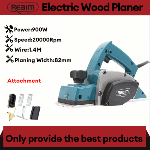 REAIM Electric Wood Planer 800W 82mm Heavy Duty Portable Handheld Woodworking Power Tool for Carpentry Professional Smooth Planning