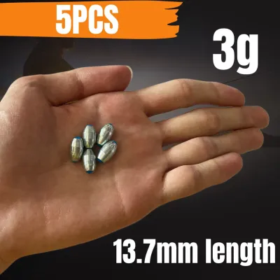 5PCS Pack Oval Fishing Lead Sinkers Carbon Steel Alloy with Plastic Core Batu Timah Ladung Pancing