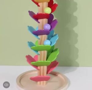 Colorful Leaf Design Ball Drop Tower Wooden Marble Music Tree Educational Montessori Toy Boy & Girl