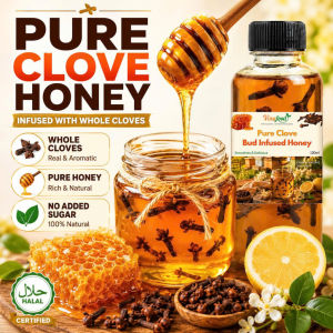 Pure Clove Infused Honey with Whole Cloves - Real & Aromatic Pure & Natural No Added Sugar - Halal Certified - 120ml