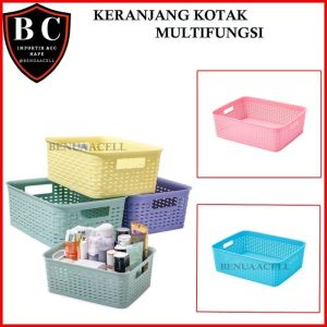 KERANJANG KOTAK PLASTIK MULTIFUNGSI / TEMPAT PENYIMPANAN ORGANIZER BOX