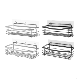 Practical Shower Holder Stainless Steel Adhesive Shelves for Bathroom Organization Rustproof and Space Efficient Design