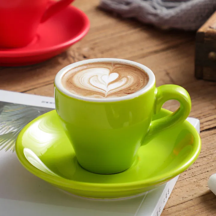 24K 80ml European-Style Espresso Cup and Saucer Ceramic Extra Thick ...