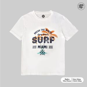 Áo thun cộc tay cho bé trai size đại BIGFOX - MISS MEOW mặc nhà mùa hè vải cotton mềm mịn in Surf Miami cỡ trẻ em 34567891011 tuổi 11- 40kg