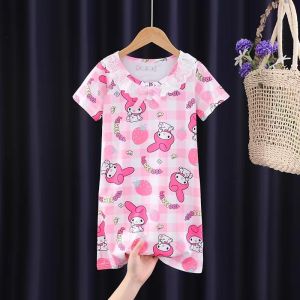 Sanrio Cute Kids Dress Cartoon Short Sleeve Elegant Girls Dress Summer Collection Childrens Dress Gaun Kanak-Kanak Comel