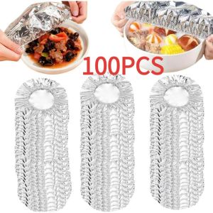 【Local Stock】Reusable Aluminum Foil Food Wrap Cover - Heat Insulation for Oven/Takeaway/Picnic Food Preservation (20-100pcs Food Grade)