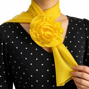 XYAX Elegant Long Floral Scarf Soft Chiffon Women’s Neck Scarf Comfortable Decorative Silk Rose Scarf Women Accessory