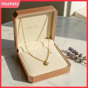 Heabety Trắng Zircon Mặt Dây Chuyền Vòng Cổ Cho Phụ Nữ Hình Học Mạ Vàng Hạt Chuỗi Phong Cách Sang Trọng Cho Sử Dụng Hàng Ngày