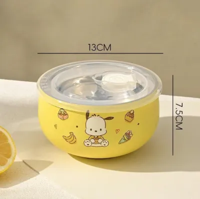 【SG Seller🇸🇬】Sanrio 316 Stainless Steel Kids Rice Bowl Dust-Proof with Lid Kuromi Hello Kitty