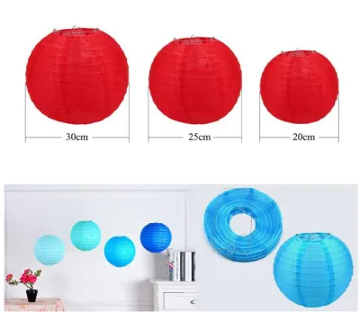 MYSTYLE LAMPION IMLEK LAMPION WARNA LAMPION PESTA LAMPION IMLEK LAMPION POLOS 20 CM/ 25 CM/ 30 CM Lampion Gantung Random Merah Putih Lantern Kertas Merah Putih