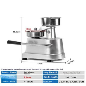 Hamburger Press 100mm-150mm Manual Burger Maker Equitment Round Meat Shaping Stainless Steel Machine Forming Burger Patty Maker