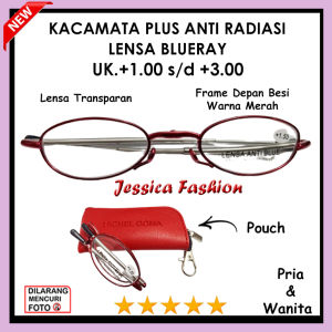 Free Pouch Lipat - Kacamata RABUN DEKAT BACA ANTIRADIASI Model Frame Lipat Besi- Bingkai Simple - Ready UKURAN(+)1.00 SAMPAI (+) 3.00- COCOK UNTUK PRIA DAN WANITA DEWASA