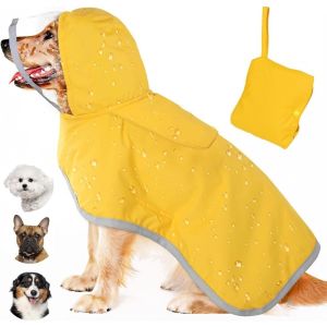 OUTOPEN Chống thấm nước Áo mưa có mũ trùm đầu cho chó Khả năng hiển thị cao Dải phản quang Áo mưa cho chó Thoáng khí Có thể điều chỉnh Quần áo phát sáng cho thú cưng Chó con