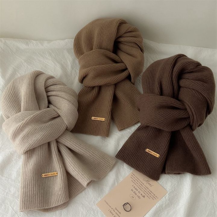 Solid Color Winter Warm Scarf Neck Protection Scarf Thickened