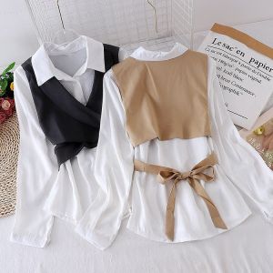 TUNIK DAVINA TOP DEANDRA / ATASAN BLOUSE DAN ROMPI WANITA KOREAN STYLE 2IN1 AKSEN KANCING AKTIF