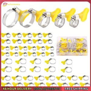 Winnereco 48 Piece 8-29mm Thumb Screw Hose Clamps Assortment Kit Key-Type Key Handle Hose Clamp Adjustable for Pipe Fuel Line Plumbing Automotive