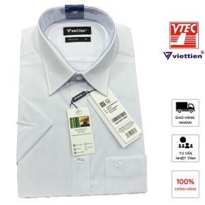 [100% CHÍNH HÃNG] Áo sơ mi nam Việt Tiến màu trắng cộc tay sợi Bamboo - sợi tre